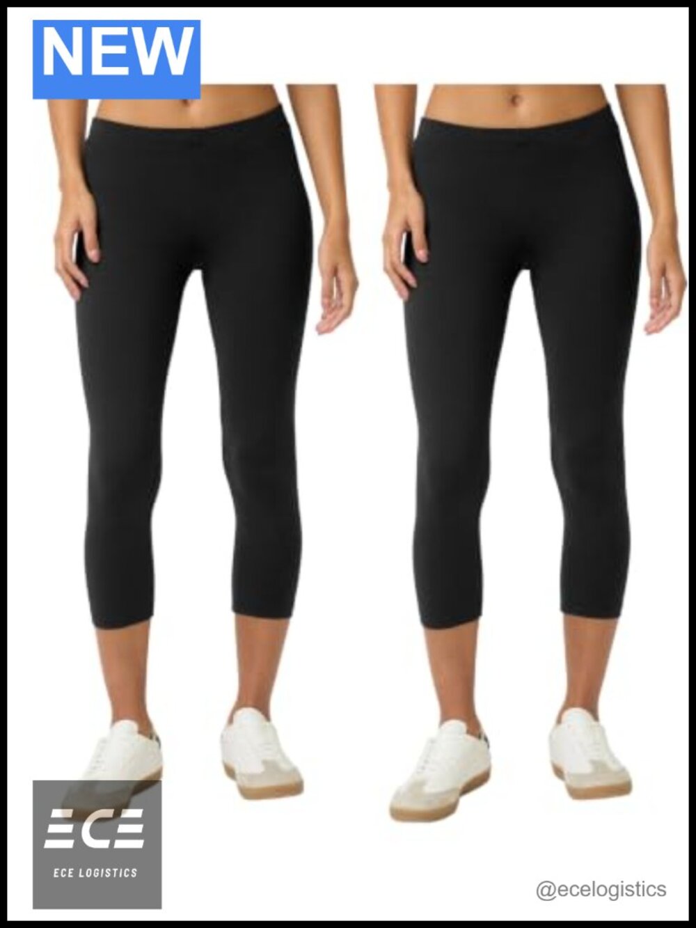 Soft Cotton Capri Leggings Tummy Control Pull On Mid Rise